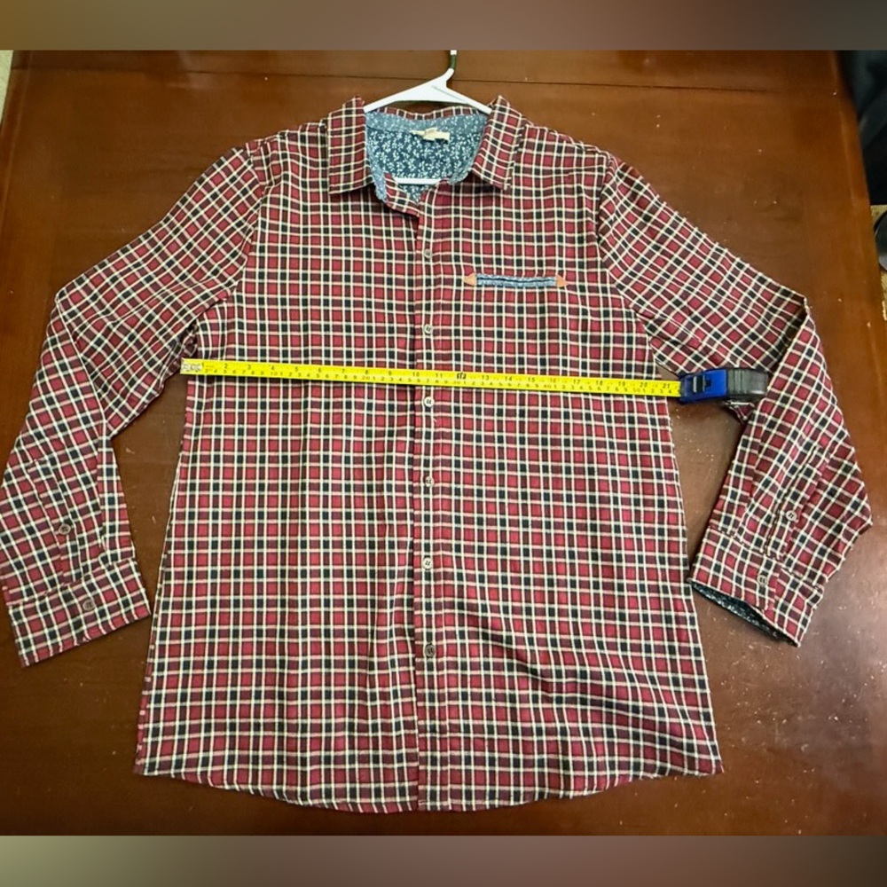 Oddy‎ Large plaid two tone cuff fabric schoolboy old money burgundy /blue